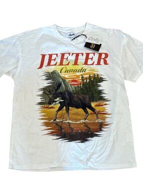 Jeeter Canada Moose Graphic Shirt XL White 100% Cotton NEW